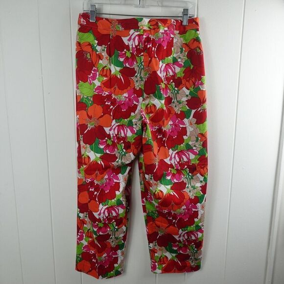 Worthington Womens Pants Bright Floral Colors Cropped Size 14 - Picture 6 of 10